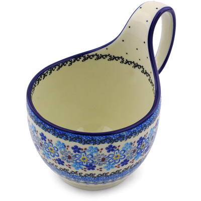 Polish Pottery Bowl with Loop Handle 16 oz Spring Garden