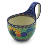 Polish Pottery Bowl with Loop-Handle 16 oz Spring Mums UNIKAT