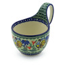 Polish Pottery Bowl with Loop-Handle 16 oz Spring Rooster UNIKAT