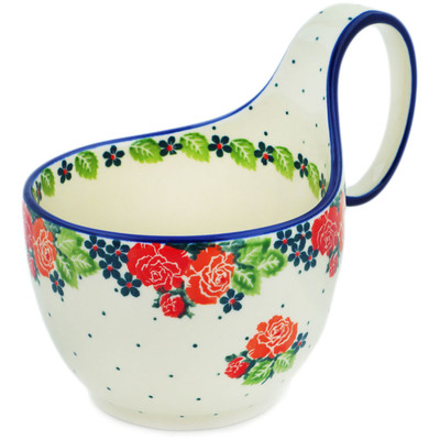 Polish Pottery Bowl with Loop Handle 16 oz Spring&#039;s Arrival
