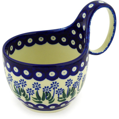 Polish Pottery Bowl with Loop Handle 16 oz Springing Calendulas