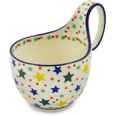Polish Pottery Bowl with Loop-Handle 16 oz Star Fiesta