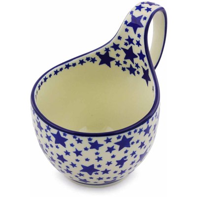 Polish Pottery Bowl with Loop Handle 16 oz Starlight