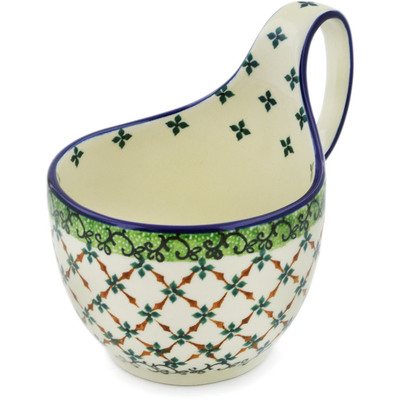 Polish Pottery Bowl with Loop Handle 16 oz Stemming Gate