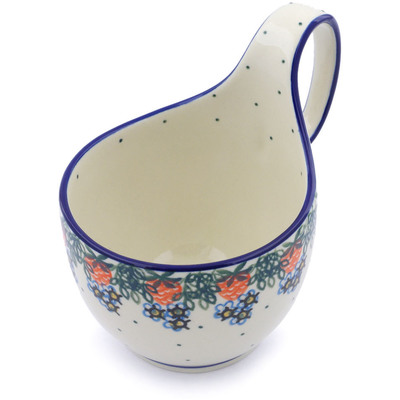 Polish Pottery Bowl with Loop Handle 16 oz Strawberry Fever