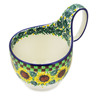 Polish Pottery Bowl with Loop Handle 16 oz Summer Sunflower UNIKAT