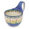 Polish Pottery Bowl with Loop-Handle 16 oz Sunlit Wreath