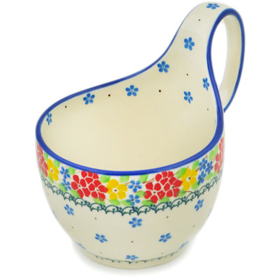 Polish Pottery Bowl with Loop Handle 16 oz Sunny Spring