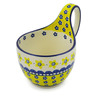 Polish Pottery Bowl with Loop Handle 16 oz Sunshine