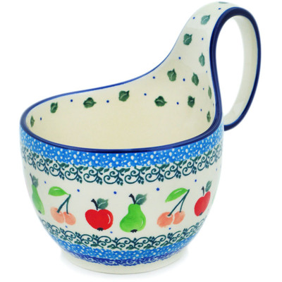 Polish Pottery Bowl with Loop Handle 16 oz Tooty Fruity