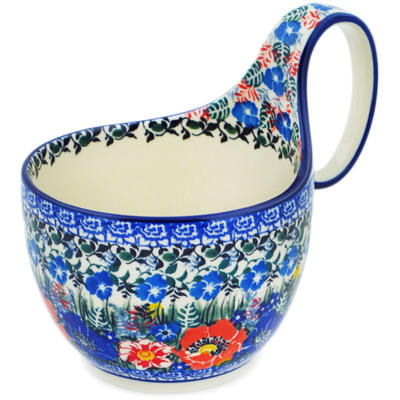 Polish Pottery Bowl with Loop Handle 16 oz Touch Of Beauty UNIKAT