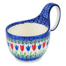 Polish Pottery Bowl with Loop-Handle 16 oz Tulip Fever
