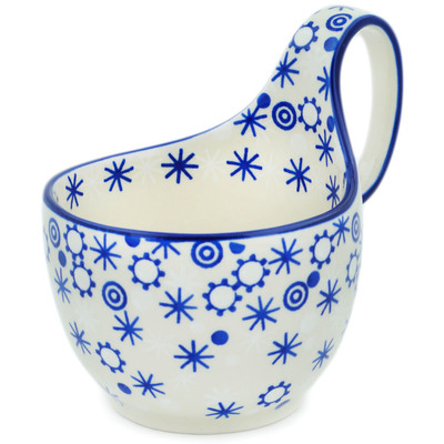 Polish Pottery Bowl with Loop Handle 16 oz Twinkle In The Frost