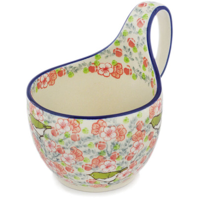 Polish Pottery Bowl with Loop-Handle 16 oz UNIKAT