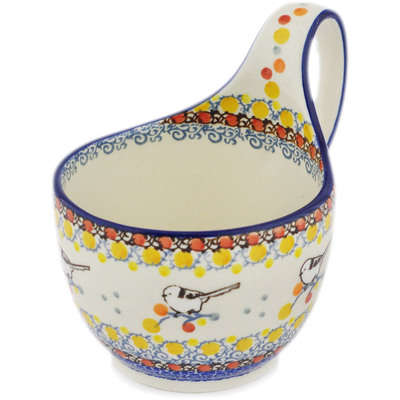 Polish Pottery Bowl with Loop-Handle 16 oz UNIKAT