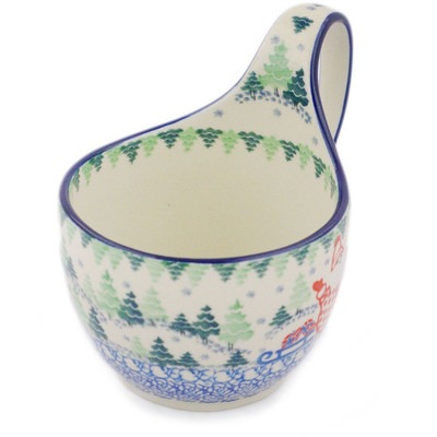 Polish Pottery Bowl with Loop-Handle 16 oz UNIKAT