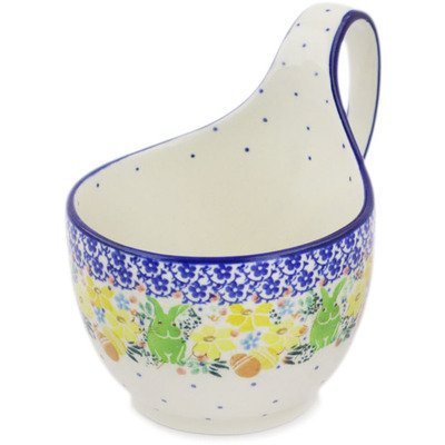 Polish Pottery Bowl with Loop-Handle 16 oz UNIKAT
