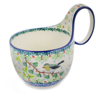 Polish Pottery Bowl with Loop-Handle 16 oz UNIKAT