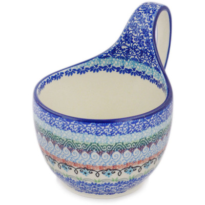 Polish Pottery Bowl with Loop-Handle 16 oz UNIKAT