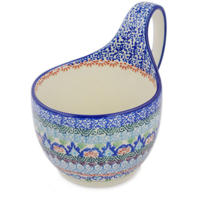Polish Pottery Bowl with Loop-Handle 16 oz UNIKAT