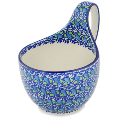 Polish Pottery Bowl with Loop-Handle 16 oz UNIKAT