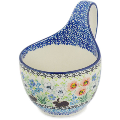 Polish Pottery Bowl with Loop-Handle 16 oz UNIKAT