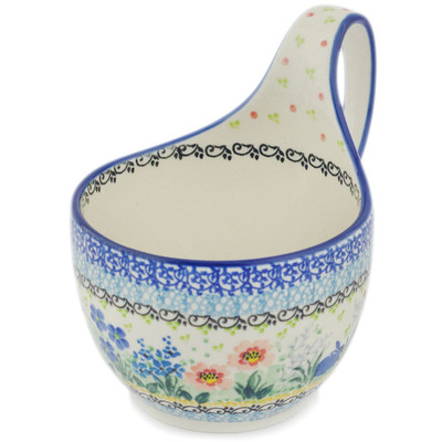 Polish Pottery Bowl with Loop-Handle 16 oz UNIKAT
