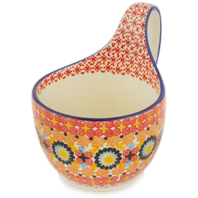 Polish Pottery Bowl with Loop-Handle 16 oz UNIKAT