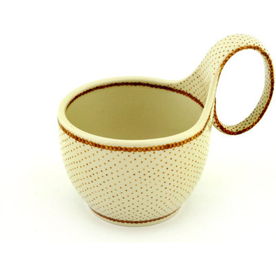 Polish Pottery Bowl with Loop-Handle 16 oz Vanilla Bean UNIKAT