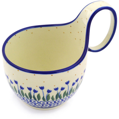Polish Pottery Bowl with Loop Handle 16 oz Water Tulip