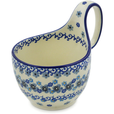 Polish Pottery Bowl with Loop Handle 16 oz Winter Vinery