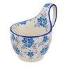 Polish Pottery Bowl with Loop-Handle 16 oz Winter Wonderland