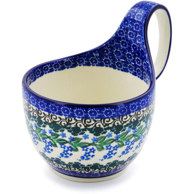 Polish Pottery Bowl with Loop-Handle 16 oz Wisteria