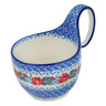 Polish Pottery Bowl with Loop-Handle 16 oz Wrapped In Flowers