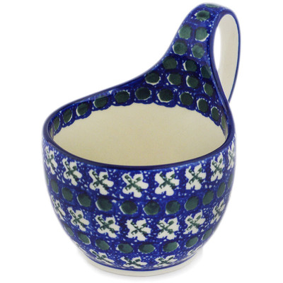 Polish Pottery Bowl with Loop-Handle 16 oz X's And O's