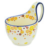 Polish Pottery Bowl with Loop Handle 16 oz Yellow Daisy Chain