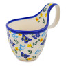 Polish Pottery Bowl with Loop-Handle 7&quot; Butterfly Ballet