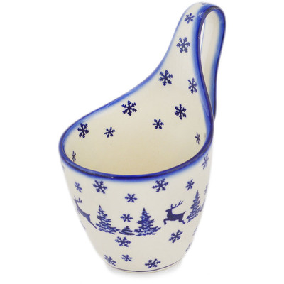 Polish Pottery Bowl with Loop-Handle 7"