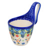 Polish Pottery Bowl with Loop-Handle 7&quot; Monstera Blooms UNIKAT