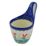 Polish Pottery Bowl with Loop-Handle 7&quot; Red Rooster UNIKAT