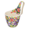 Polish Pottery Bowl with Loop-Handle 7&quot; Sweet Petals UNIKAT