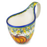 Polish Pottery Bowl with Loop-Handle 7&quot; Sweet Pumpkin UNIKAT