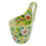 Polish Pottery Bowl with Loop-Handle 7&quot; Vibrant Vinca UNIKAT