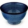 Polish Pottery Bowl with Pedestal 10&quot; Baltic Blue