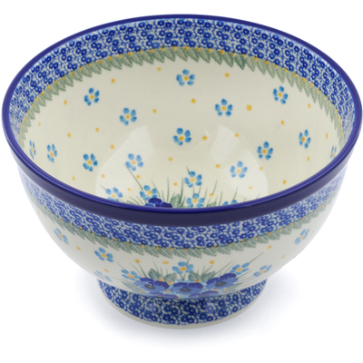 Polish Pottery Bowl with Pedestal 10&quot; Blue Dreams