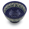 Polish Pottery Bowl with Pedestal 10&quot; Forget-me-not Peacock