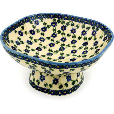 Polish Pottery Bowl with Pedestal 10&quot;
