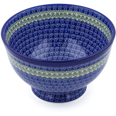 Polish Pottery Bowl with Pedestal 10&quot; Lovely Heart