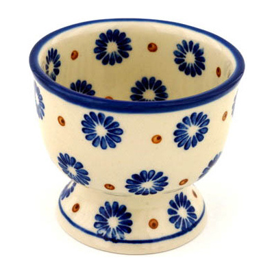 Polish Pottery Bowl with Pedestal 4&quot; Aster Polka Dot
