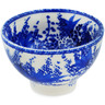 Polish Pottery Bowl with Pedestal 4&quot; Blue Poppy Dream UNIKAT